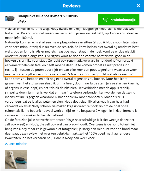 bluepunkt bluebot xsmart vcbb1xs moeite met eetkamerstoelen